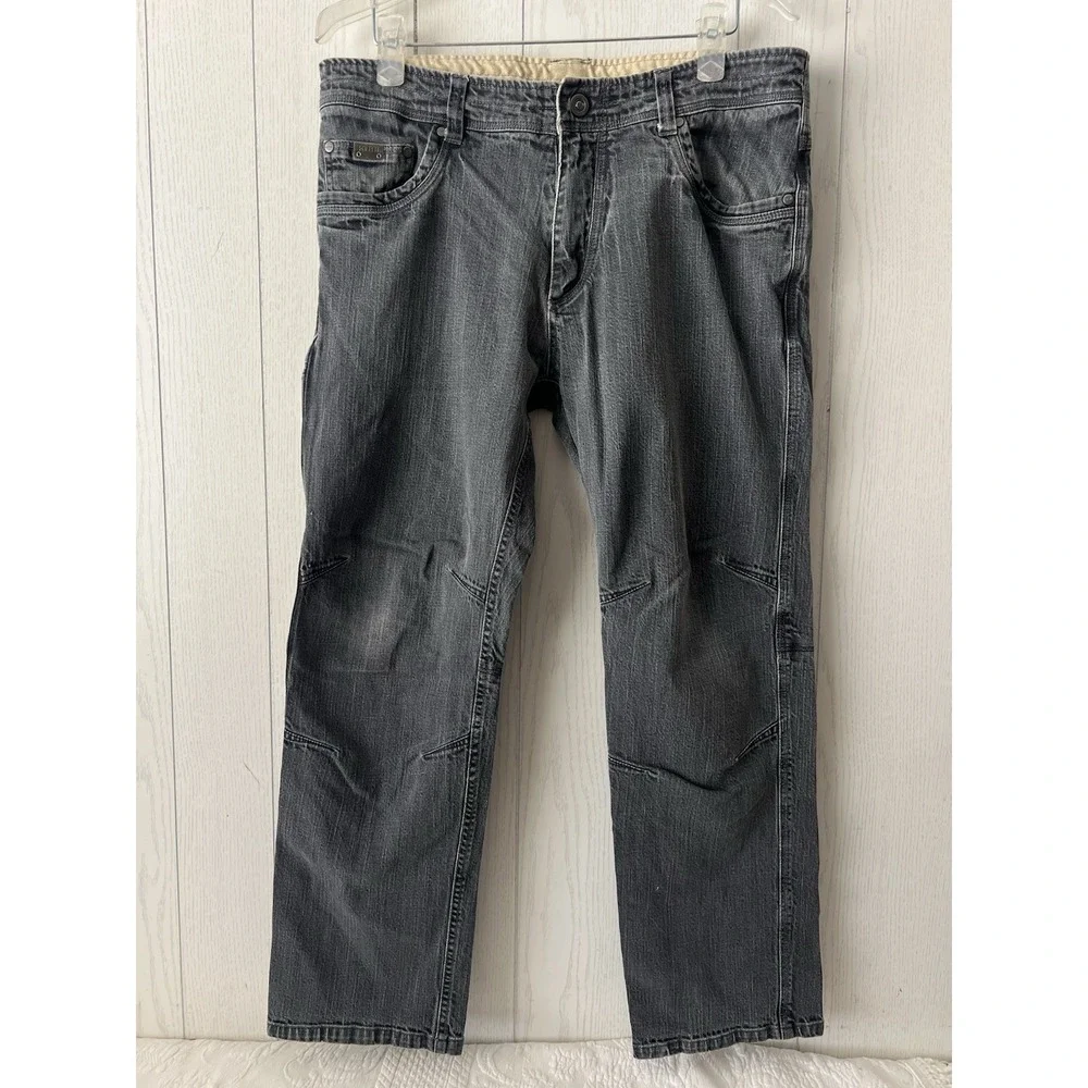 Kuhl Mens RIOT Pants Jeans Vintage Patina Dye 36x28 Faded Black Stretch Hiking